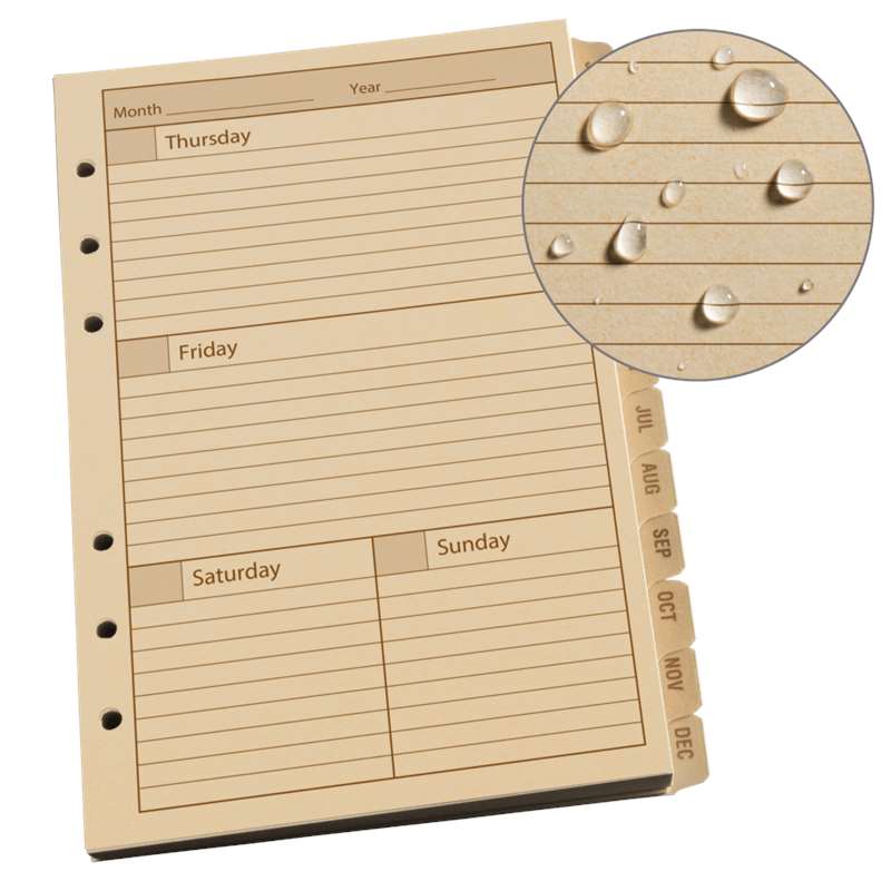 Rite in the Rain Weatherproof Weekly Planner Refills, 4.625" x 7", Tan