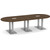 10' Classic Racetrack Conference Table with Palmer Base - Modern Walnut Top, Brushed Silver Base