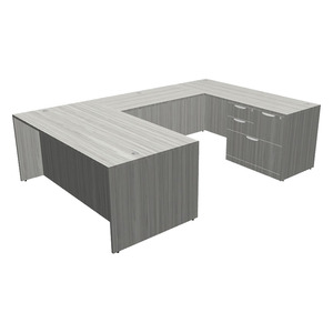 CLAUD1004 Executive U-Shape Typical 71" X 107" Desk- Silver Birch