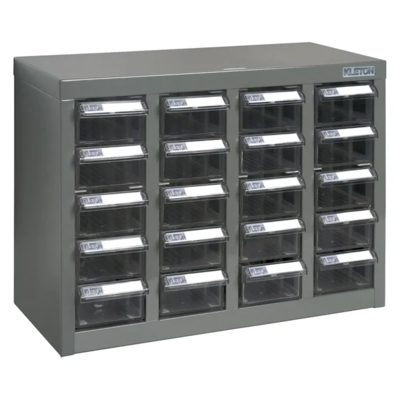 Parts Cabinet - Steel - 18-1/3" x 8-2/3" x 14" - 20 Drawer - Grey