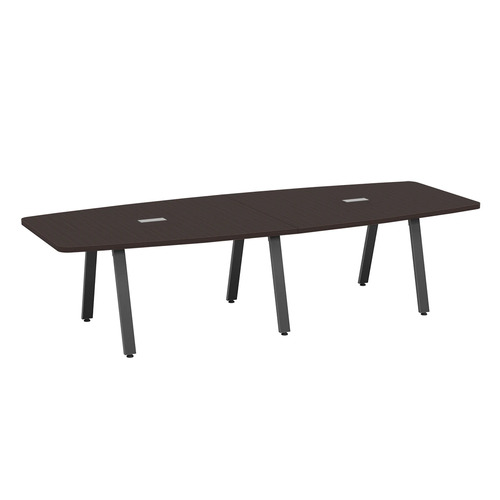 Signature Boat-Shape Conference Table 10 Foot - Espresso with Black Metal Legs
