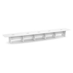 24ft Boat Shape, slab base Conference Table: WHITE 