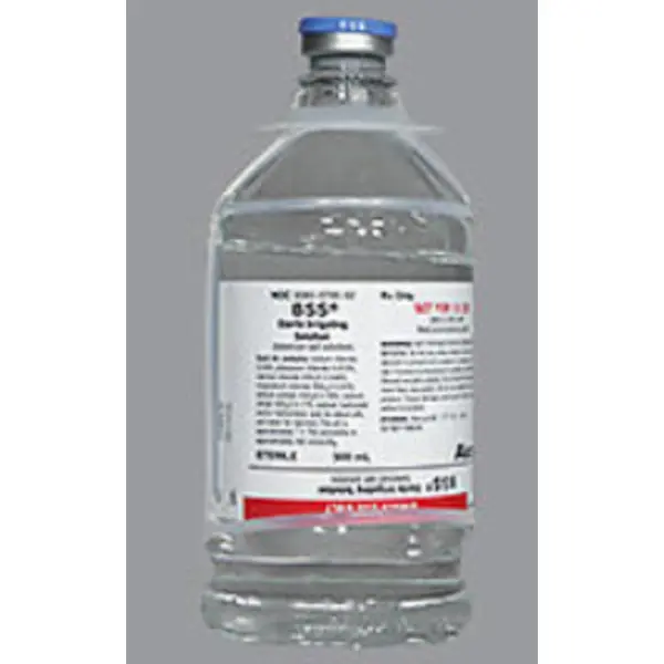 BSS, sterile ophthalmic irrigation solution, 500 mL glass bottle, NDC 00065079550