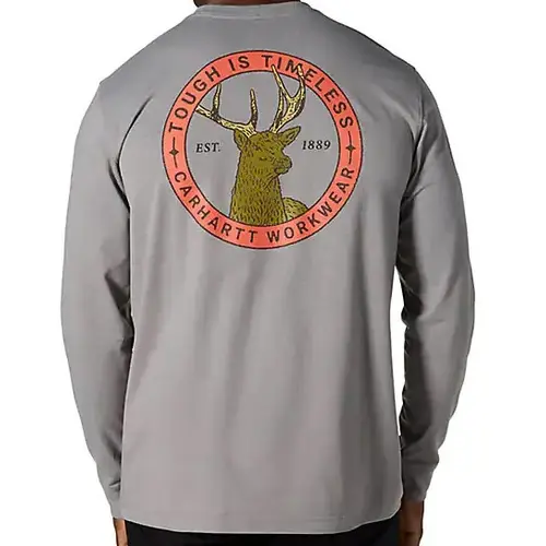 Carhartt 107819 - Irvine Relaxed Deer Badge LS T-Shirt - Weather Ash Heather