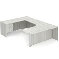 Classic U-Shape Bullet Executive Workstation 101" x 71" Left Hand with Box/File Pedestal - Silver Birch with Silver Post Finish