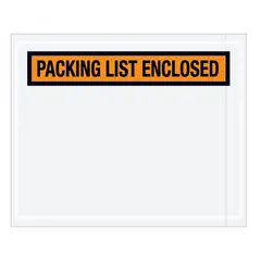 4.5 X 5.5" 2 MIL ORANGE "PACKING LIST ENCLOSED" ENVELOPE, 1000/CS  PL12  PQ12