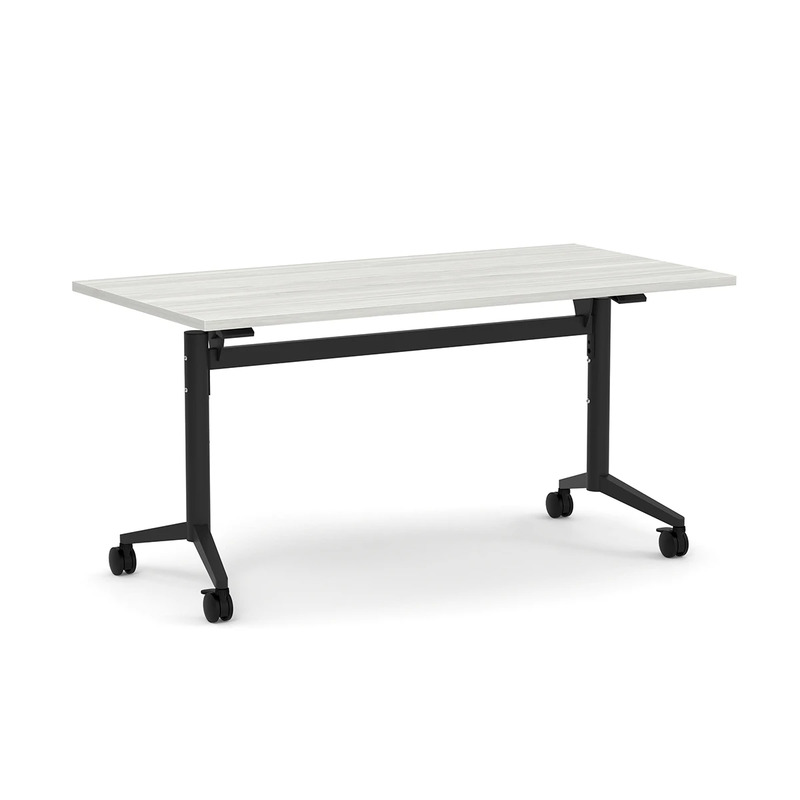 Nestling Flip Top Table 30" X 60" - Silver Birch Top with Black Base