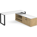 Encore L-Shape Desk 71" x 72" with Personal Storage and Bookcase Credenza - Aspen with White Top