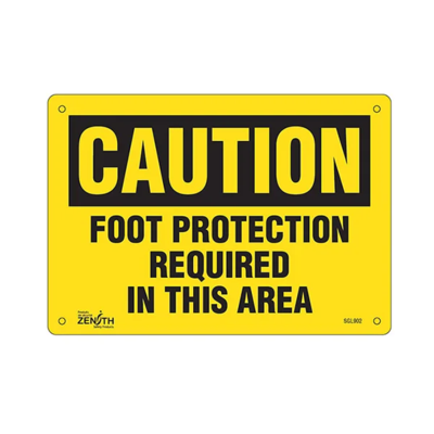 Foot Protection Required Sign - 10" x 7" - Plastic - English