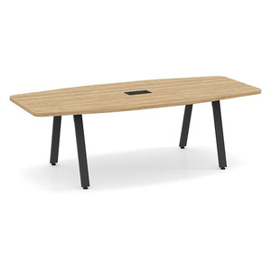 8ft Boat Shape, Signature Conference Table: Black Metal Base, Aspen Top
