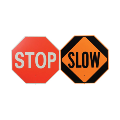 Stop Slow Traffic Control Sign - 18" x 18" - Aluminum - English