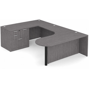 CLAUD1007L Executive Bullet U-Shape Typical 71" X 101" Desk- Newport Grey/Black