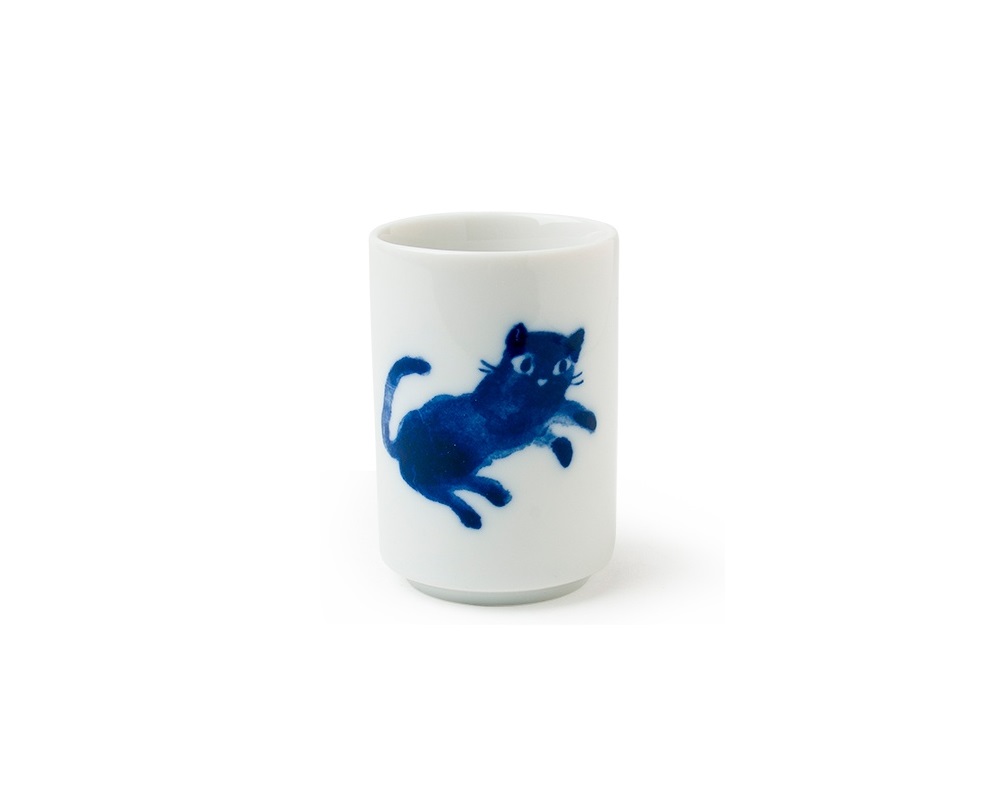 Midnight Blue Cat tea set with playful cats made in Japan available at