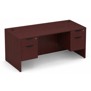 CLASD1029- Classic Desk 71" W x 30" D with Two Hanging Pedestals- Mahogany