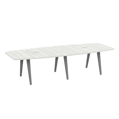 Signature Boat-Shape Conference Table 10 Foot - Silver Birch with Newport Grey Wood Legs