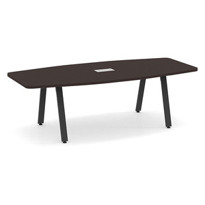 8ft Boat Shape, Signature Conference Table: Black Metal Base, Espresso Top