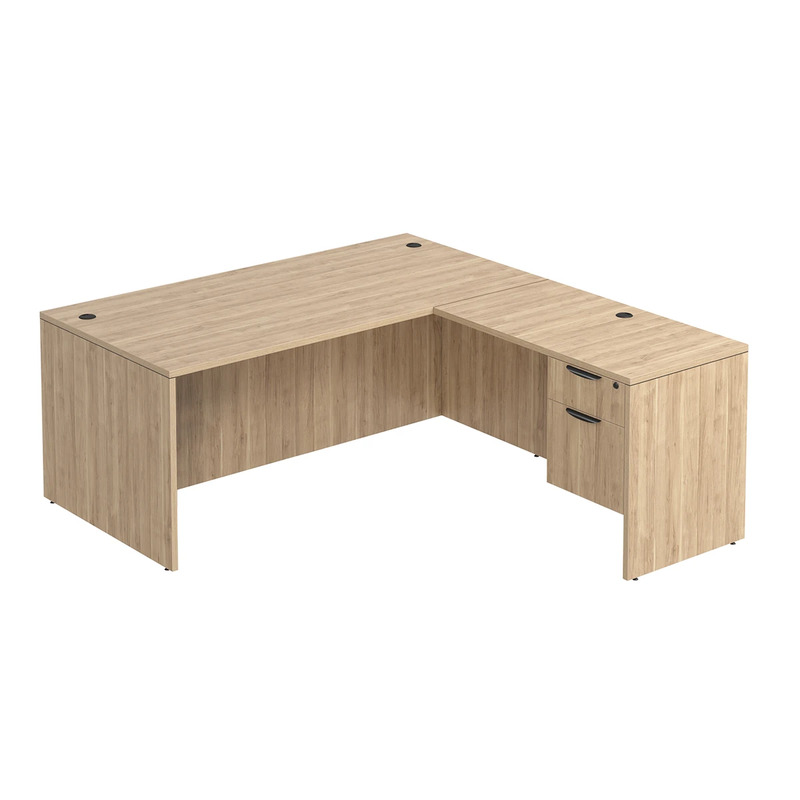 Classic L-Shape Desk 72" x 71" with Box/File Pedestal - Aspen
