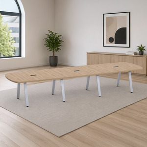 SIGAR7168N - 14 ft. Arena Conference Table w/Silver Metal VA Leg