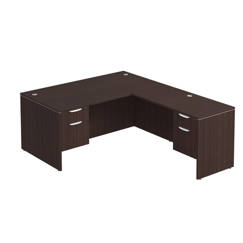 Classic L-Shape Desk 77" x 66" with 2 Box/File Pedestals - Espresso