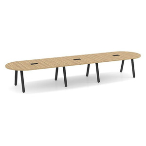 SIGRT3192N-METAL - 16 ft. Signature Racetrack Conference Table with Black Metal VA Legs