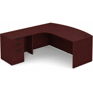CLALD1008L- Left-Handed Bowfront L-Desk 71" W x 36" D with 47" Return and Box/Box/File Pedestal- Mahogany