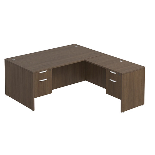 Classic L-Shape Desk 78" x 71" with 2 Box/File Pedestals - Modern Walnut