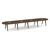 18' Signature Racetrack Conference Table with Wood VA Legs - Modern Walnut Top, Black Mount, Modern Walnut Base