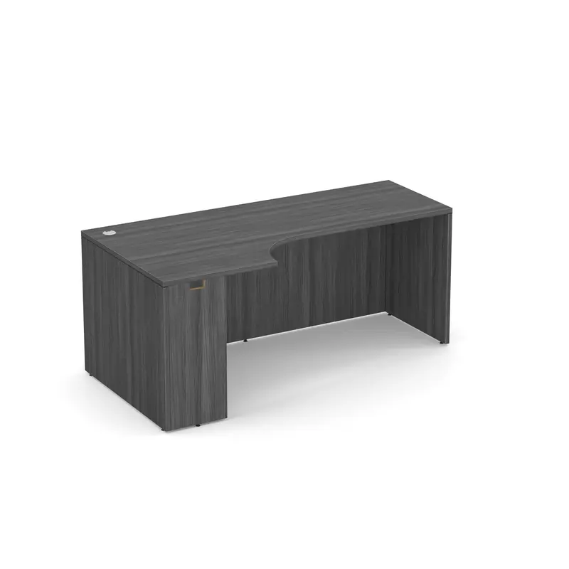 71" LEFT PORKCHOP CREDENZA SHELL COASTAL GRAY