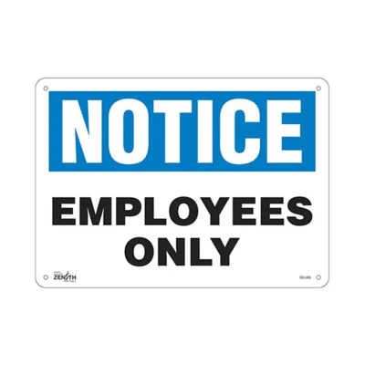 Employees Only Sign - 14" x 10" - Aluminum - English