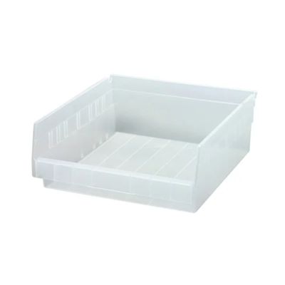Shelf Bin - Plastic - 11-1/8" x 11-5/8" x 4" - 30 lb Capacity - Clear
