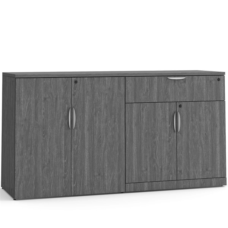 Lateral Storage Credenza with Buffet Drawer - Newport Grey