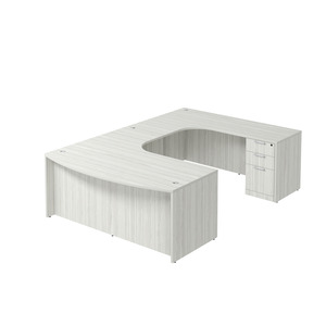 CLAUD1013 Right Executive Bowfront 71" X 120" Desk- Silver Birch