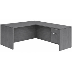 CLALD1037- Classic L-Shape Desk 66" W x 30" D with 47" Return and Box/File Pedestal- Coastal Gray