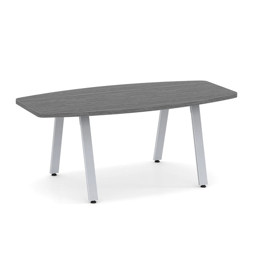 Signature Boat-Shape Conference Table 6 Ft - Newport Grey with Silver Metal Legs