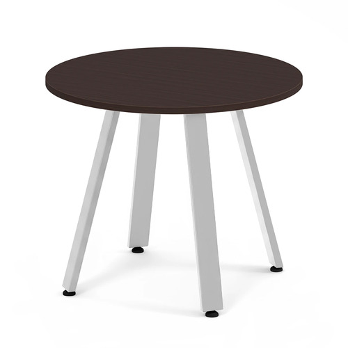 Signature Round Meeting Table 36" - Espresso With Silver Metal Legs