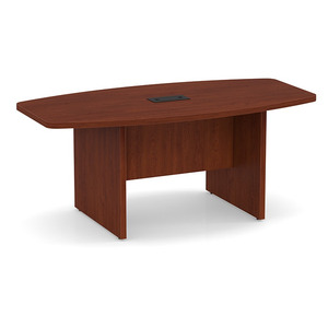  6ft Boat Shape, slab base Conference Table: CHERRY