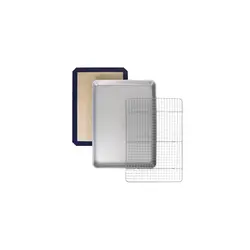 Half Sheet Pan with Rack and Mat Partial Stacked 