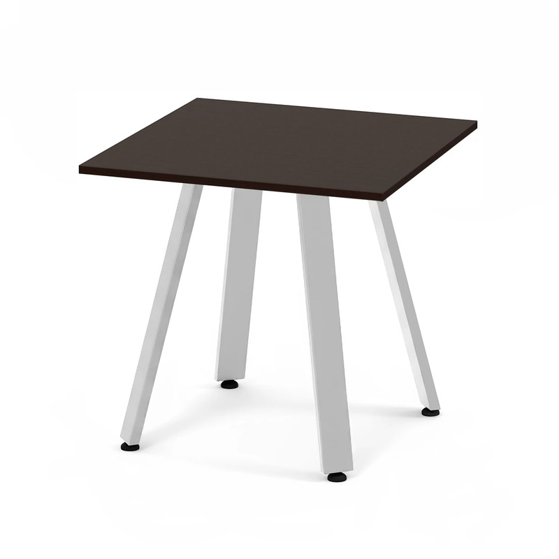 Signature Square Meeting Table 30" - Espresso with Silver Metal Legs