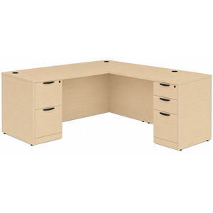 CLALD1040- Classic L-Shape Desk 66" W x 30" D with 47" Return and 2 Full Pedestals- Maple