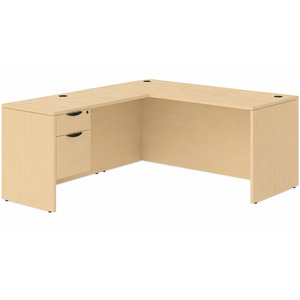 CLALD1045- Classic L-Shape Desk 71" W x 36" D with 47" Return and Box/File Pedestal- Maple