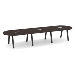 14ft Racetrack, Signature Conference Table: Black Metal Base, Espresso Top