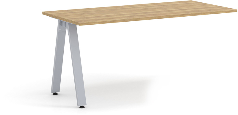 Signature Desk Return 24" x 48" - Aspen with Silver Metal Legs