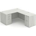 Classic L-Shape Desk 77" x 60" with 2 Full Pedestals - Silver Birch