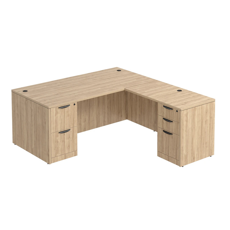 Classic L-Shape Desk 72" x 71" with 2 Full Pedestals - Aspen