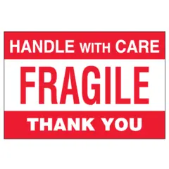 4 X 6"  "FRAGILE - HANDLE WITH CARE" LABELS DL3182   500/RL