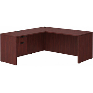 CLALD2041- Classic L-Shape Desk 71" W x 30" D with 42" Return and Box/File Pedestal- Mahogany