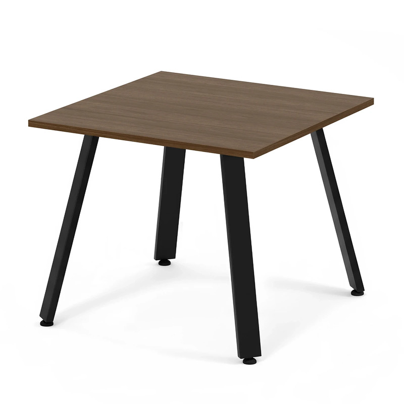 Signature Square Meeting Table 36"- Modern Walnut with Black Metal Legs