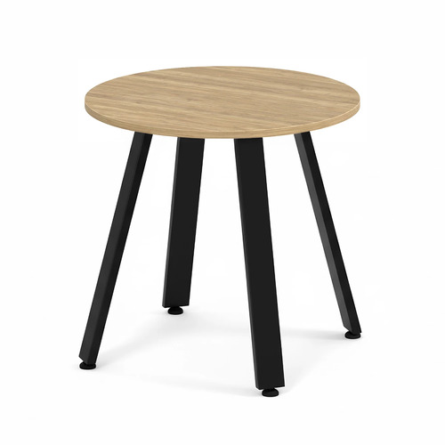 Signature Round Meeting Table 30" - Aspen with Black Metal Legs