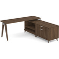 Signature L-Shape Desk 71" x 72" - Modern Walnut with Silver Hardware