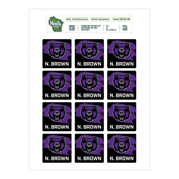 Laundry Bag ID Heat Press Label Sheets